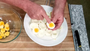 Best Deviled Eggs Recipe - remove the yolks