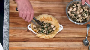 Crepe with Chicken - the chicken-mushroom-spinach mixture