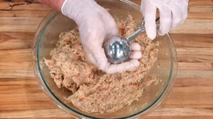 Chicken Meatballs - Using an ice cream scoop or your hands, form the mixture into meatballs