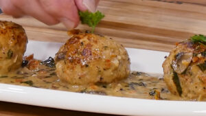 Chicken Meatballs - garnish with additional chopped parsley